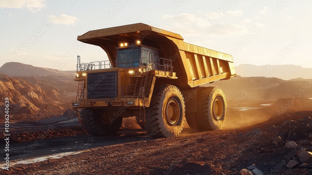 Obraz premium Heavy dump truck working in a mining site