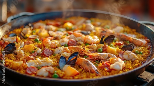 Spanish Seafood Paella in a Pan