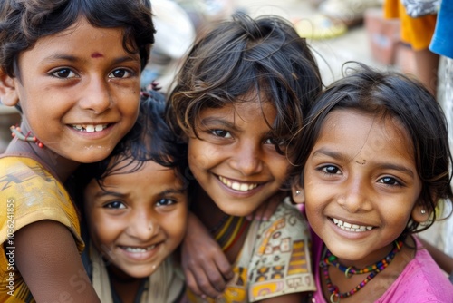 Unidentified group of Indian children posing for the camera.