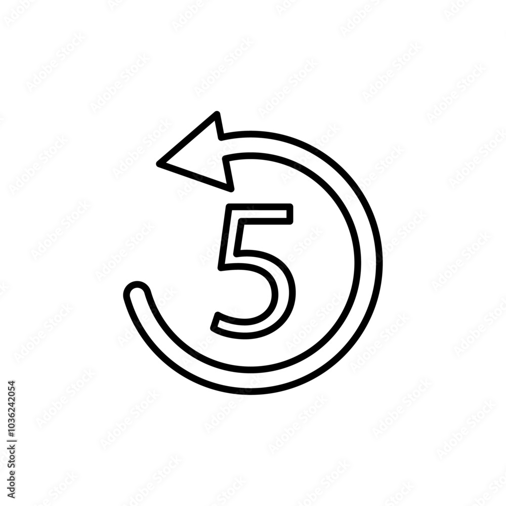 seek 5 sec icon Flat logo isolated symbol seek 5 sec icon Flat logo isolated symbol