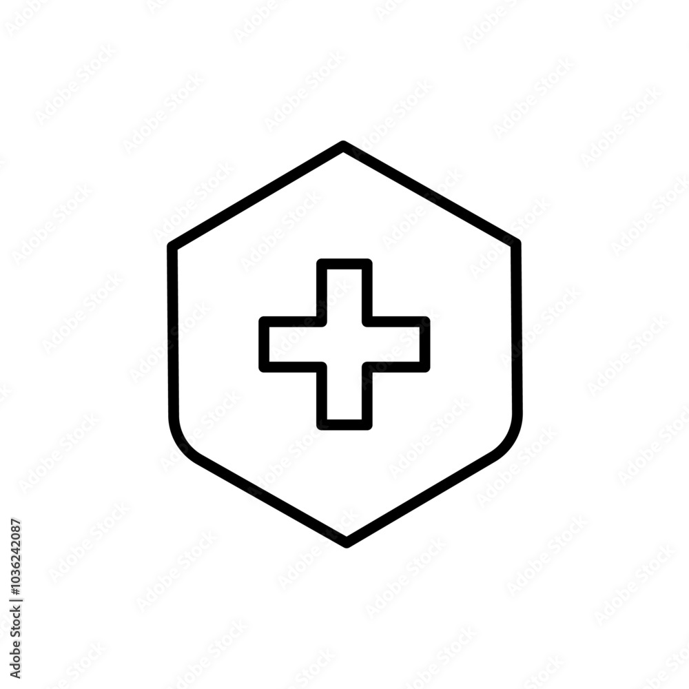 shield with cross icon Flat logo isolated symbol shield with cross icon Flat logo isolated symbol