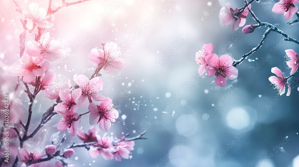 Abstract greeting card or invitation with winter cherry blossoms background. space for text Abstract greeting card or invitation with winter cherry blossoms background. space for text