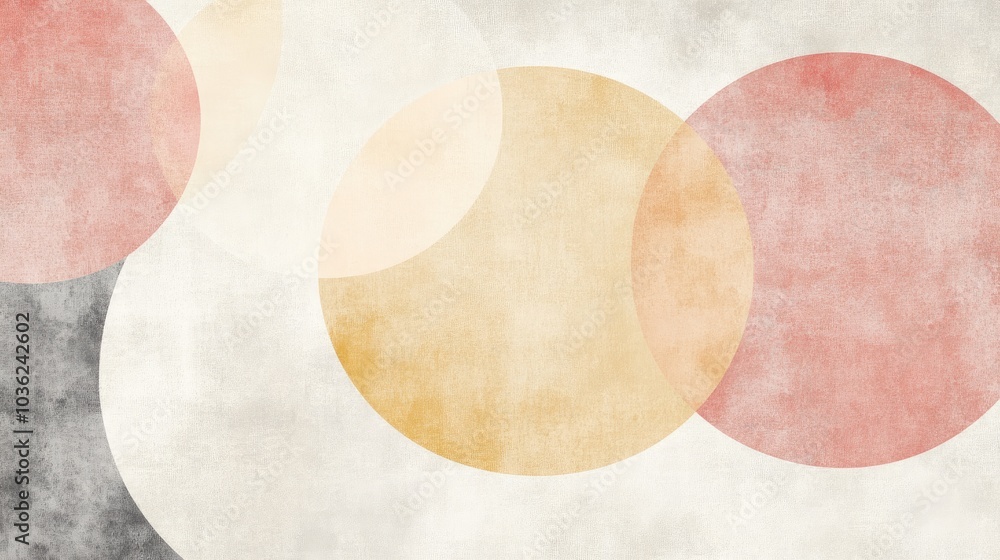 A simple abstract design with overlapping circles in soft tones, representing unity, life's cycles, and the beauty of simplicity A simple abstract design with overlapping circles in soft tones, representing unity, life's cycles, and the beauty of simplicity