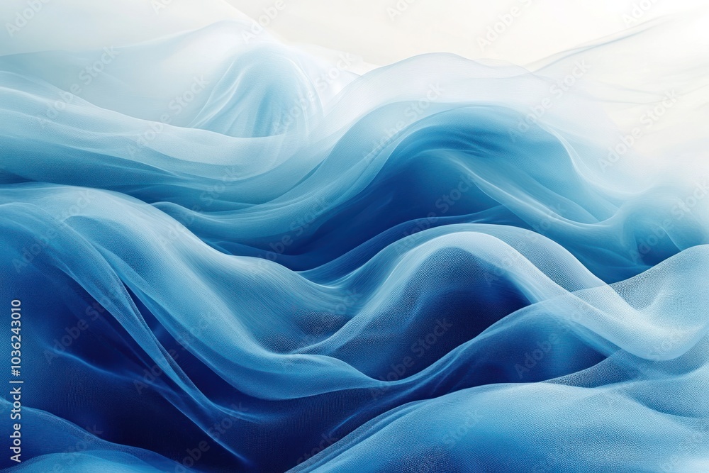 Obraz premium Abstract Blue Fabric with Wavy Lines