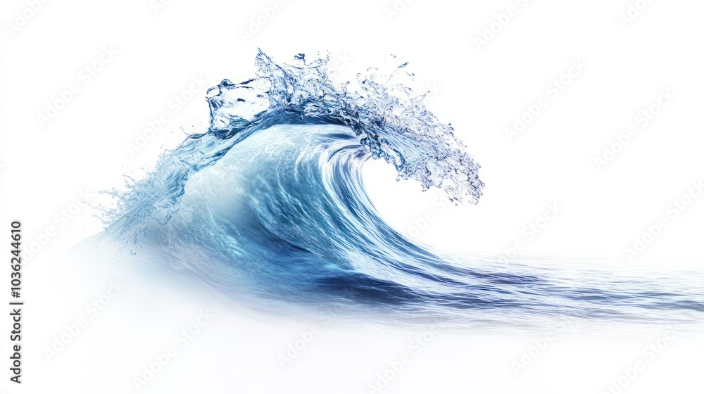 Fototapeta premium Blue Ocean Wave on White Background