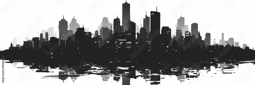 Obraz premium Exploring the Vibrant City Skyline at Dusk With High Contrast Effects and Dramatic Silhouettes