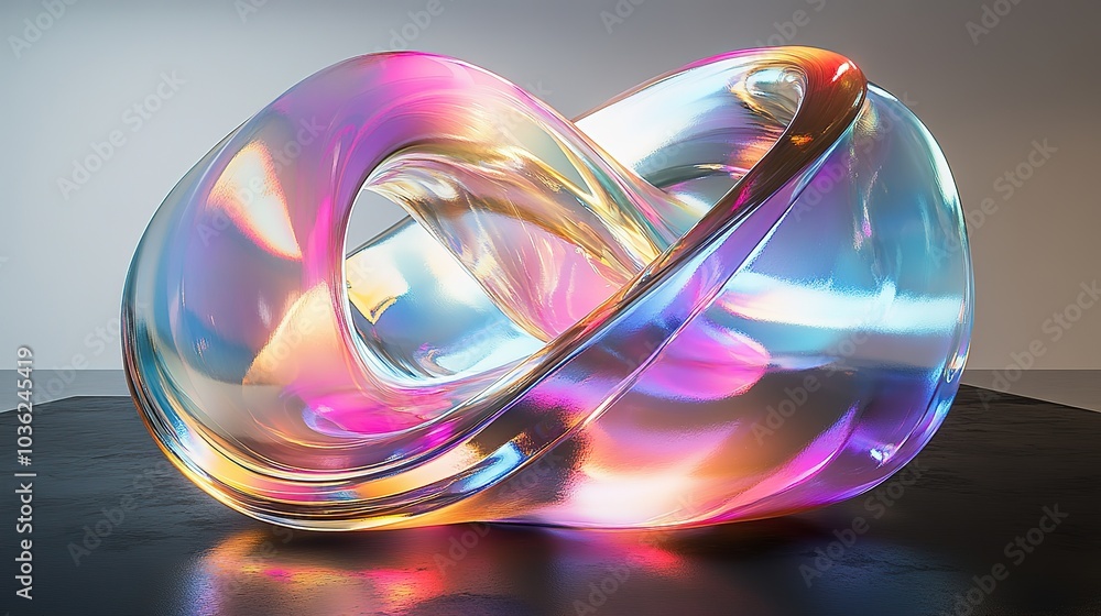 A colorful, abstract sculpture resembling an infinite loop. A colorful, abstract sculpture resembling an infinite loop.