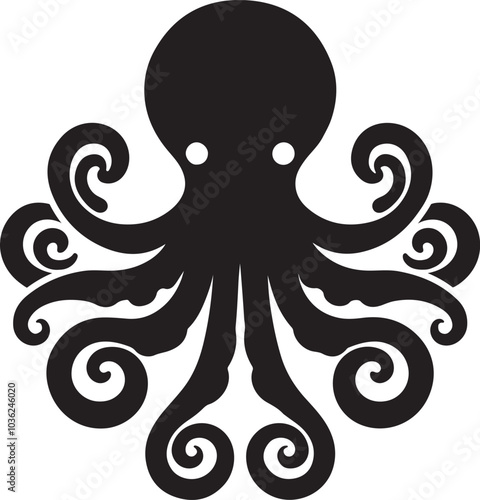 Sea octopus in cartoon, doodle style icon art design