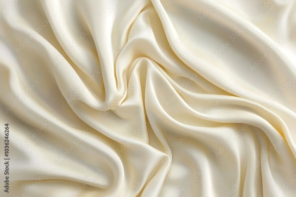 Fototapeta premium Draped Ivory Satin Fabric with Soft, Smooth Texture