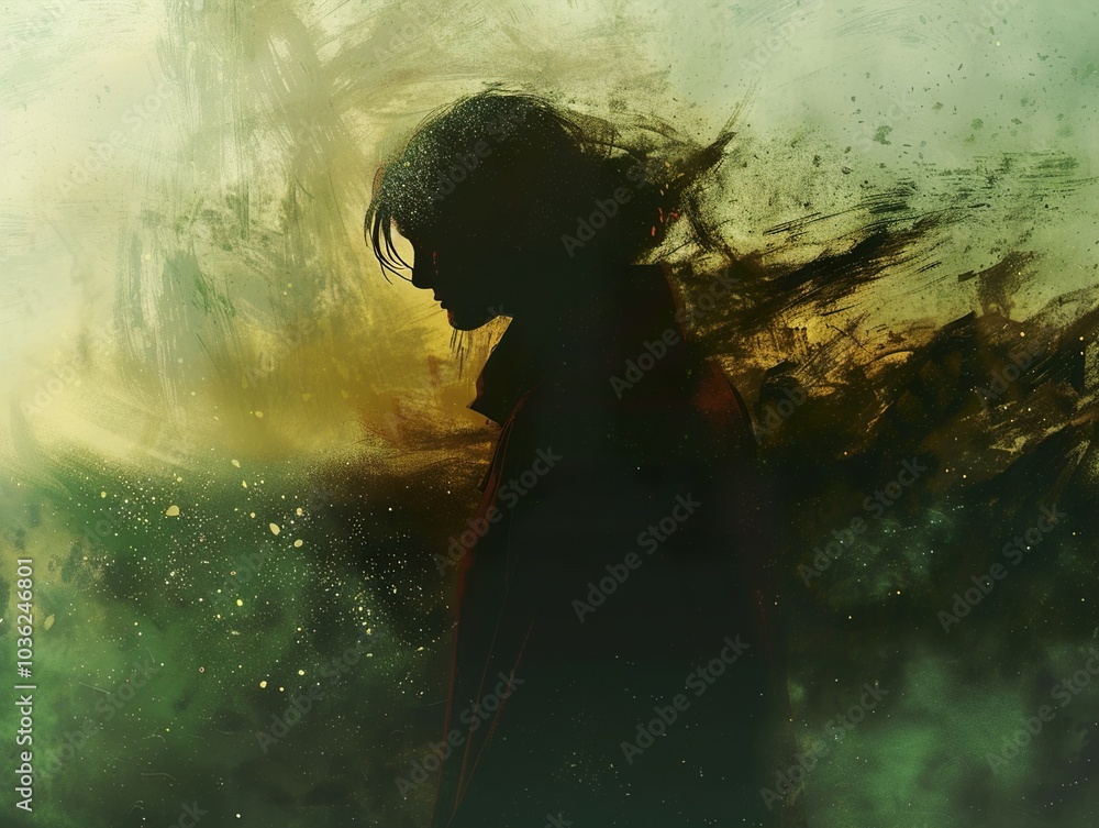 Silhouette of a Woman in a Dreamy Abstract Landscape Silhouette of a Woman in a Dreamy Abstract Landscape