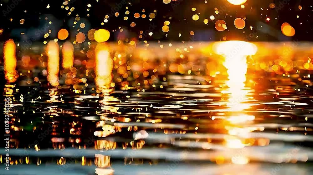 a pool of water with lights reflecting off the water a pool of water with lights reflecting off the water