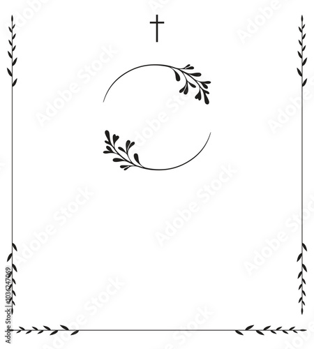 Funeral vector card. Empty card. Digital Funeral Announcement Invitation Template in vector Illustrator