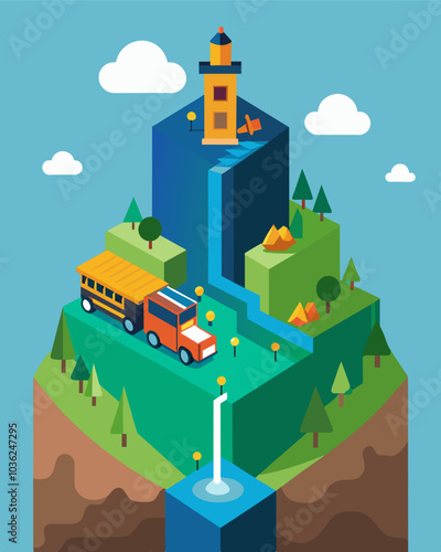 As the project continued the once towering landfill began to shrink as valuable materials were successfully extracted and the remaining waste was compressed into a smaller space.. Vector illustration