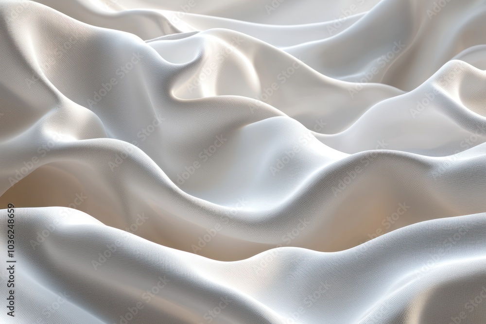 Obraz premium Abstract White Fabric Draped in Soft, Delicate Waves