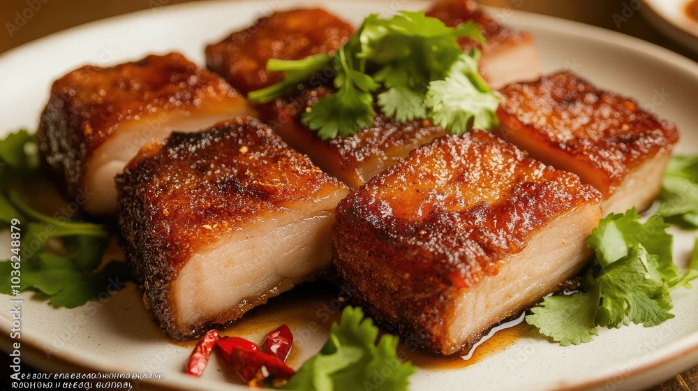 Crispy Pork Belly with Fresh Herbs and Spices Crispy Pork Belly with Fresh Herbs and Spices