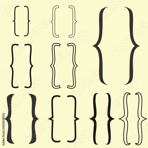 Tableau sur toile Set of bracket, braces symbols in various styles.