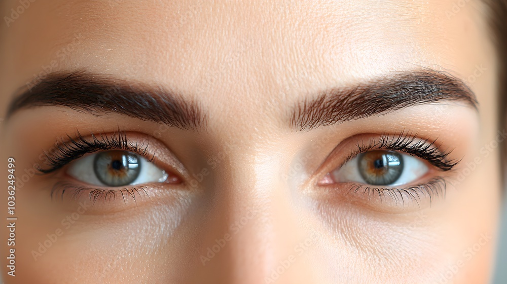 Fototapeta premium Botox blog post emphasizing smoother skin around the forehead and eyes, with comparison photos before and after treatment, showcasing its anti-aging benefits