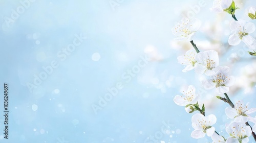 Cherry Blossom Branch on a Soft Blue Background