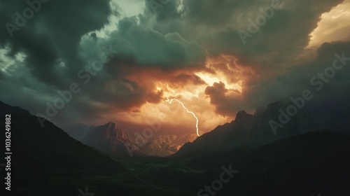 Lightning Storm Over Mountains