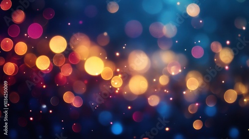 A vibrant, blurred background of colorful bokeh lights creating a festive atmosphere.