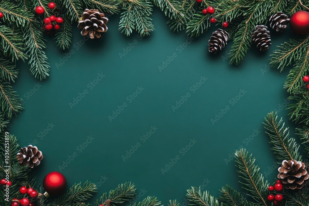 Christmas card mock up. Modern greeting card flat lay with stylish christmas decorations and fir branches on green background. Empty postcard template with space for text. Merry Christmas, ai Christmas card mock up. Modern greeting card flat lay with stylish christmas decorations and fir branches on green background. Empty postcard template with space for text. Merry Christmas, ai