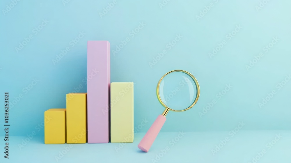 Magnifying Glass Analyzing Growth Chart Magnifying Glass Analyzing Growth Chart