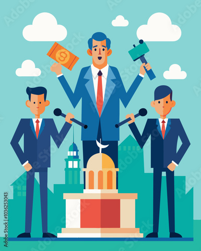 Government officials implement temporary tax breaks and incentives to alleviate financial burden for businesses and individuals facing economic challenges.. Vector illustration