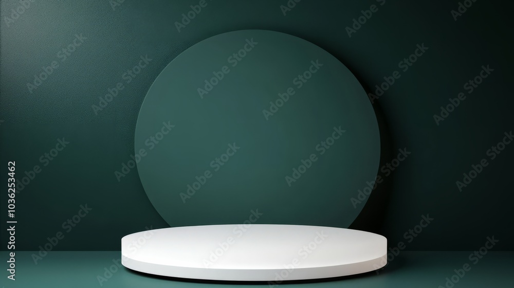 dark green backdrop with white empty display for product dark green backdrop with white empty display for product