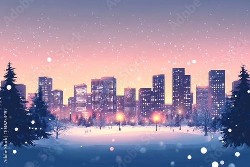 Christmas city wallpaper city background, Vector of the winter landscape. Merry Christmas. for copy space design assets, ai