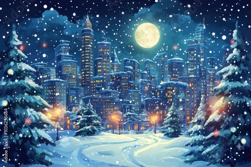 Christmas city wallpaper city background, Vector of the winter landscape. Merry Christmas. for copy space design assets, ai