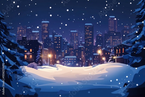 Christmas city wallpaper city background, Vector of the winter landscape. Merry Christmas. for copy space design assets, ai