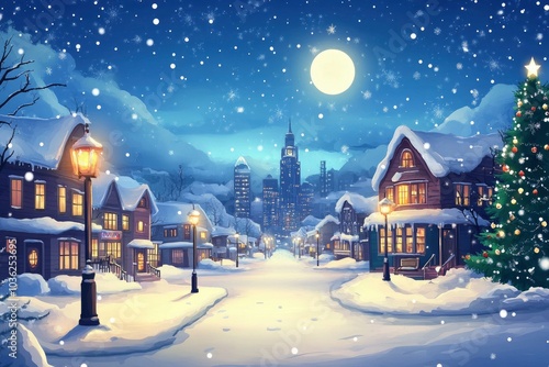 Christmas city wallpaper city background, Vector of the winter landscape. Merry Christmas. for copy space design assets, ai