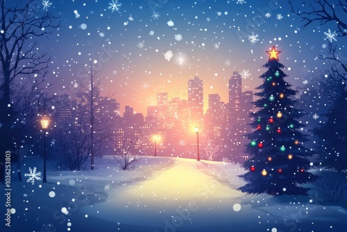 Christmas city wallpaper city background, Vector of the winter landscape. Merry Christmas. for copy space design assets, ai