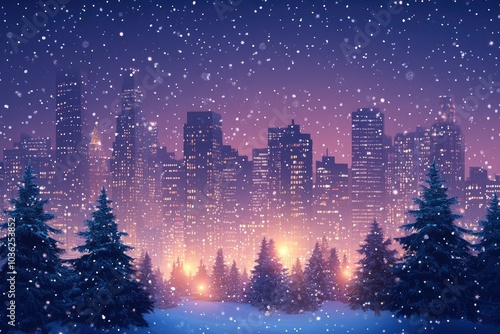 Christmas city wallpaper city background, Vector of the winter landscape. Merry Christmas. for copy space design assets, ai