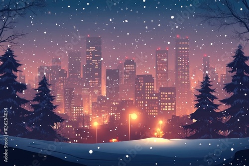 Christmas city wallpaper city background, Vector of the winter landscape. Merry Christmas. for copy space design assets, ai