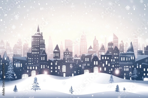 Christmas city wallpaper city background, Vector of the winter landscape. Merry Christmas. for copy space design assets, ai