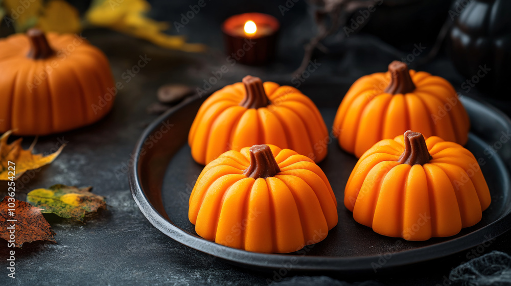 Candies in the shape of pumpkins for Halloween Candies in the shape of pumpkins for Halloween