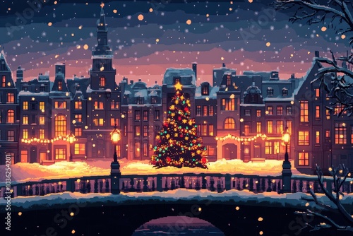 Christmas city wallpaper city background, Vector of the winter landscape. Merry Christmas. for copy space design assets, ai