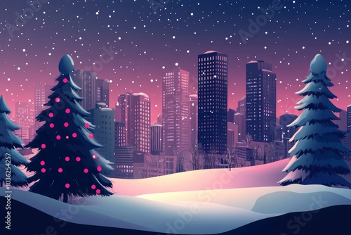 Christmas city wallpaper city background, Vector of the winter landscape. Merry Christmas. for copy space design assets, ai