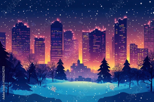Christmas city wallpaper city background, Vector of the winter landscape. Merry Christmas. for copy space design assets, ai