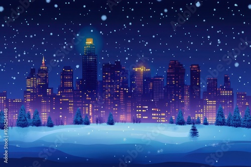 Christmas city wallpaper city background, Vector of the winter landscape. Merry Christmas. for copy space design assets, ai