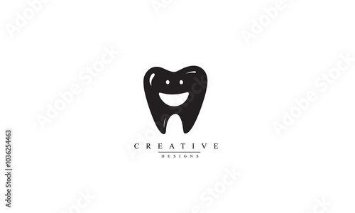 Tooth smile icon black vector white background