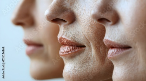 Time-lapse of a series of anti-aging treatments, featuring fine lines around the mouth diminishing and skin becoming visibly smoother in before-and-after shots