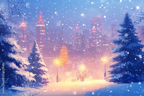 Christmas city wallpaper city background, Vector of the winter landscape. Merry Christmas. for copy space design assets, ai