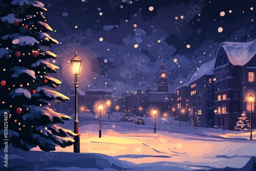 Christmas city wallpaper city background, Vector of the winter landscape. Merry Christmas. for copy space design assets, ai