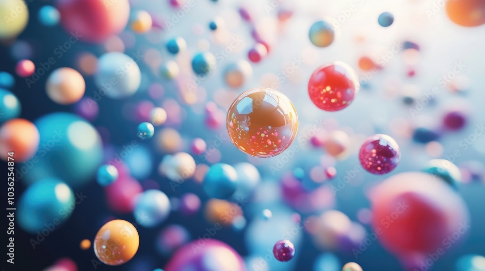 Colorful Floating Spheres in Abstract Background Colorful Floating Spheres in Abstract Background
