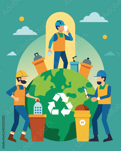 Despite the tedious and dirty work the workers at the landfill mining site were proud to be contributing to a more sustainable future by reducing waste and recycling valuable. Vector illustration