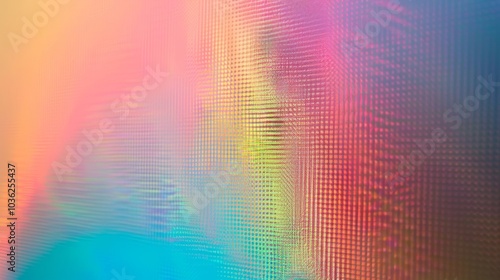 A grainy muted rainbow gradient adorns this retro computer screen reminiscent of old screensavers