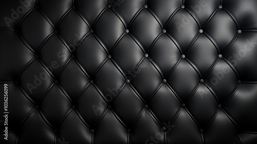 Close up texture of black buttoned leather upholstery pattern background