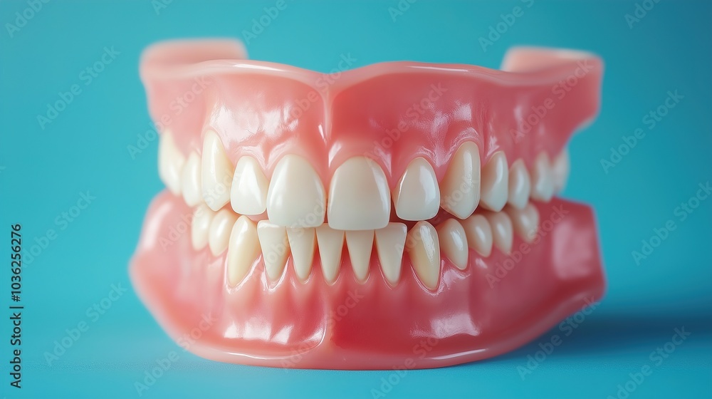 Dentoform, Dental teeth model. Dental Model. Close up tooth model mock tooth on blue background, close-up Dentoform, Dental teeth model. Dental Model. Close up tooth model mock tooth on blue background, close-up